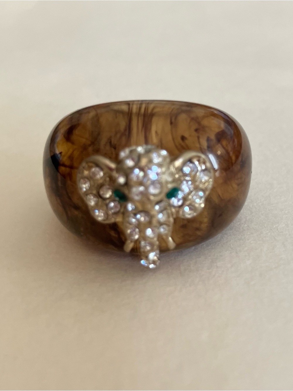 Banana Republic Statement Resin Ring with Crystal Elephant